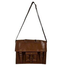 Unbranded Messenger Bag 15x11 Brown Leather Satchel Briefcase Mens